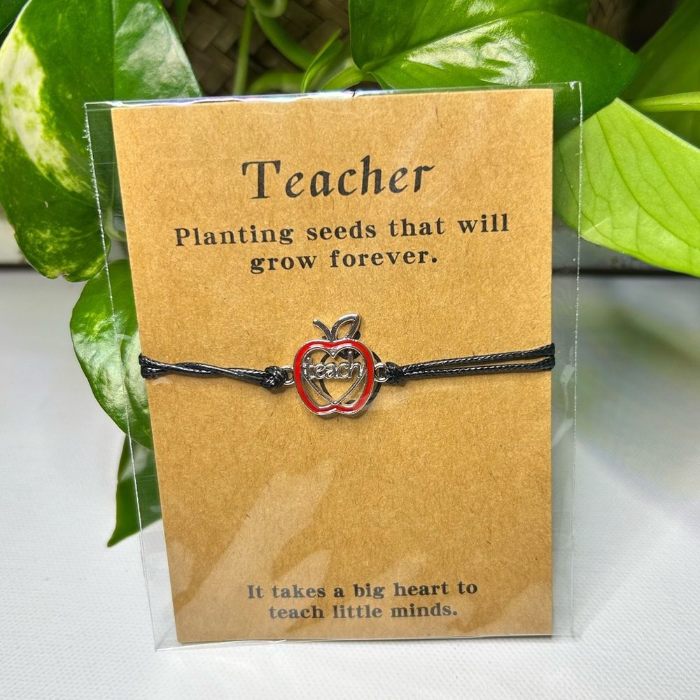 💜4for$20💜 Teacher Gift Bracelet With Apple Charm Adjustable